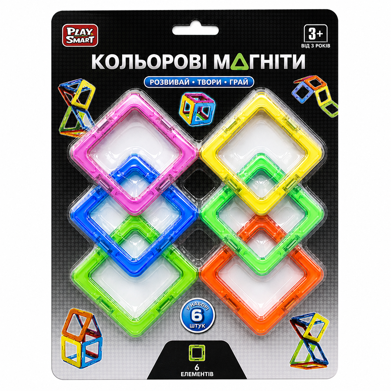 Конструктор магнитный PLAY SMART 2431 Цветные магниты 6 дет. (2761291063)