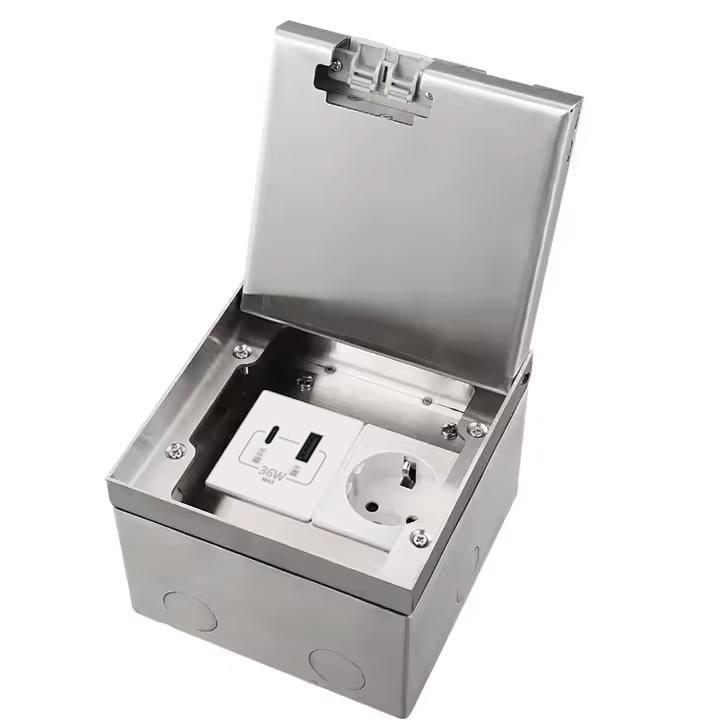 Розетка напольная LIVOLO скрытого монтажа USB-A/USB Type-C 36 Вт IP54 нержавеющая сталь Серебряный (VL-SHSJ52-TC.UA.UC-WP-I)