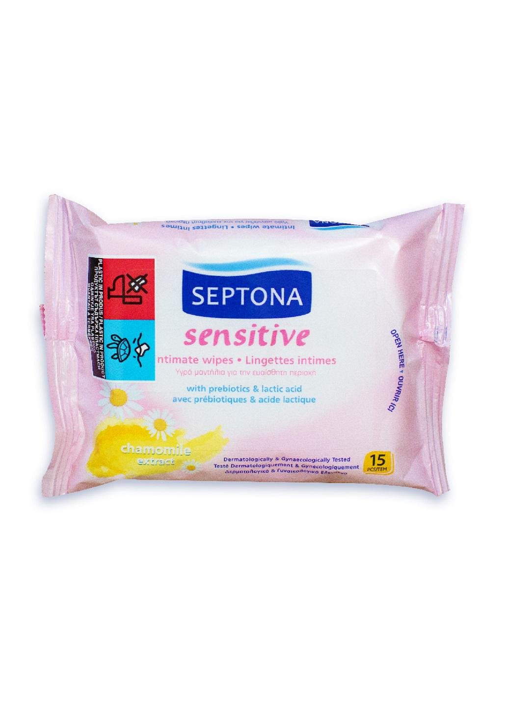 Влажные салфетки для интимной гигины Septona Sensitive 15 шт. (НФ-00004829) - фото 1