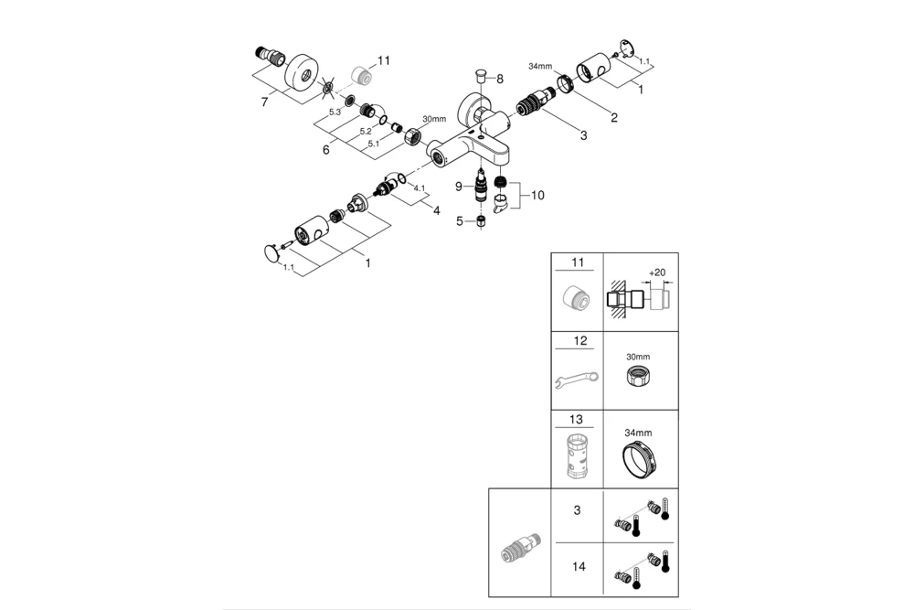 Смеситель для ванны Grohe QuickFix Precision Get 34774000 (23034477) - фото 4