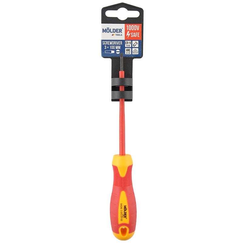 Отвертка Molder шлицевая диэлектрическая VDE 1000В, SL3x100mm