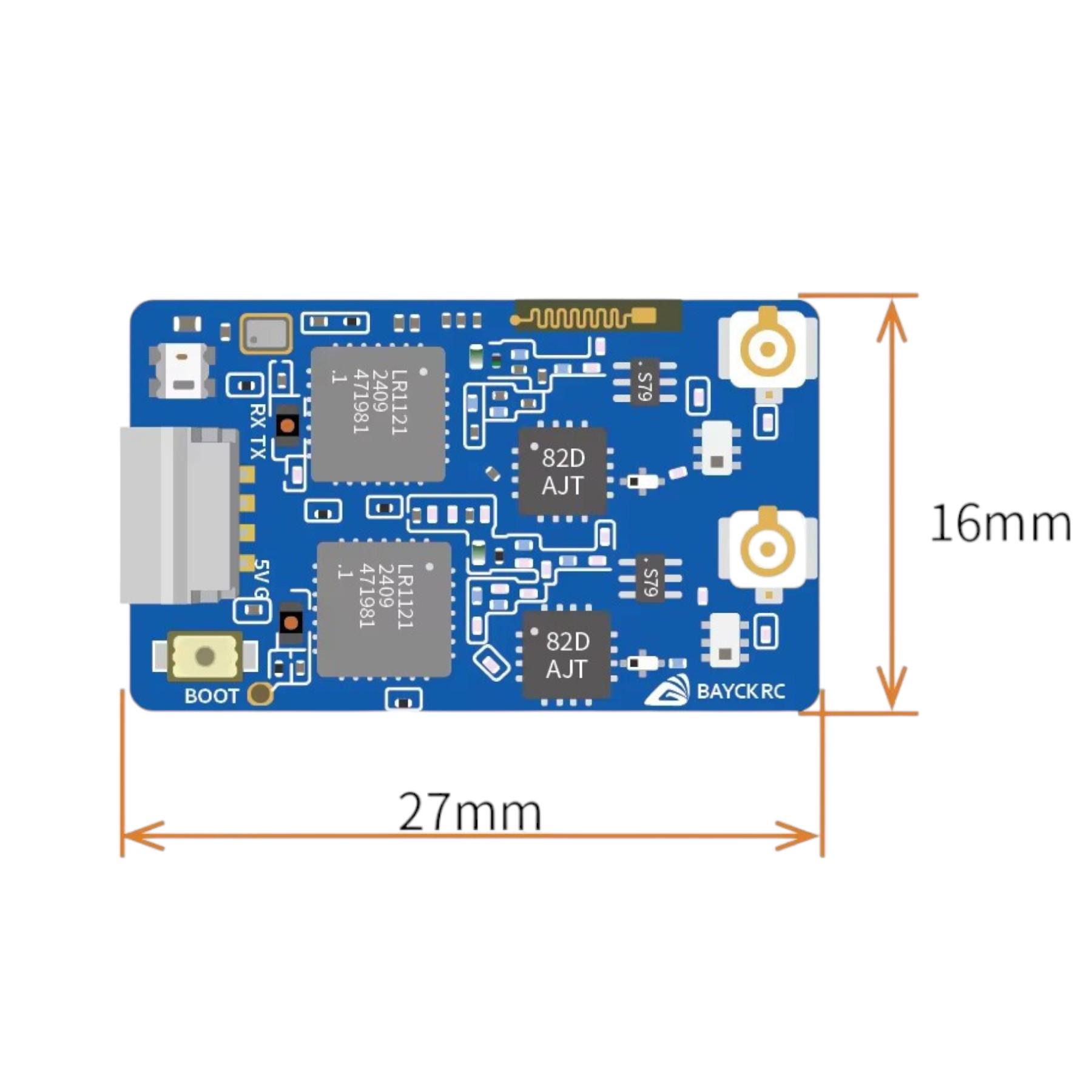 Приемник BAYCKRC 900МГц и 2.4ГГц ELRS Dual Band Gemini RX с 2 антеннами для дрона (26442038) - фото 3 Приемник BAYCKRC 900МГц и 2.4ГГц ELRS Dual Band Gemini RX с 2 антеннами для дрона (26442038) - фото 3
