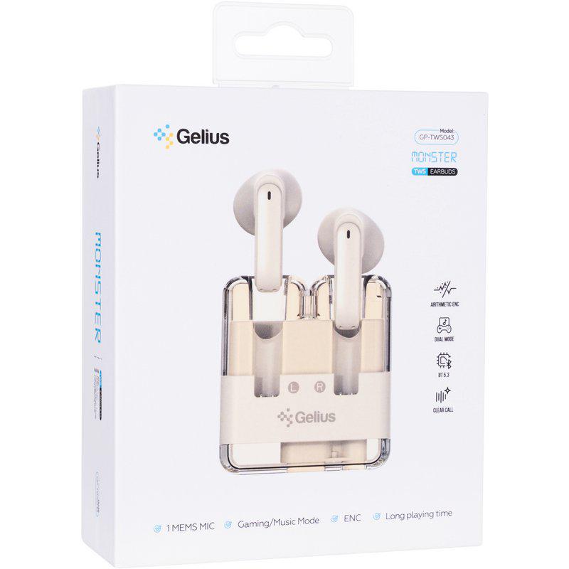 Наушники беспроводные TWS Gelius Monster GP-TWS043 Biege (99811) - фото 2 Наушники беспроводные TWS Gelius Monster GP-TWS043 Biege (99811) - фото 2
