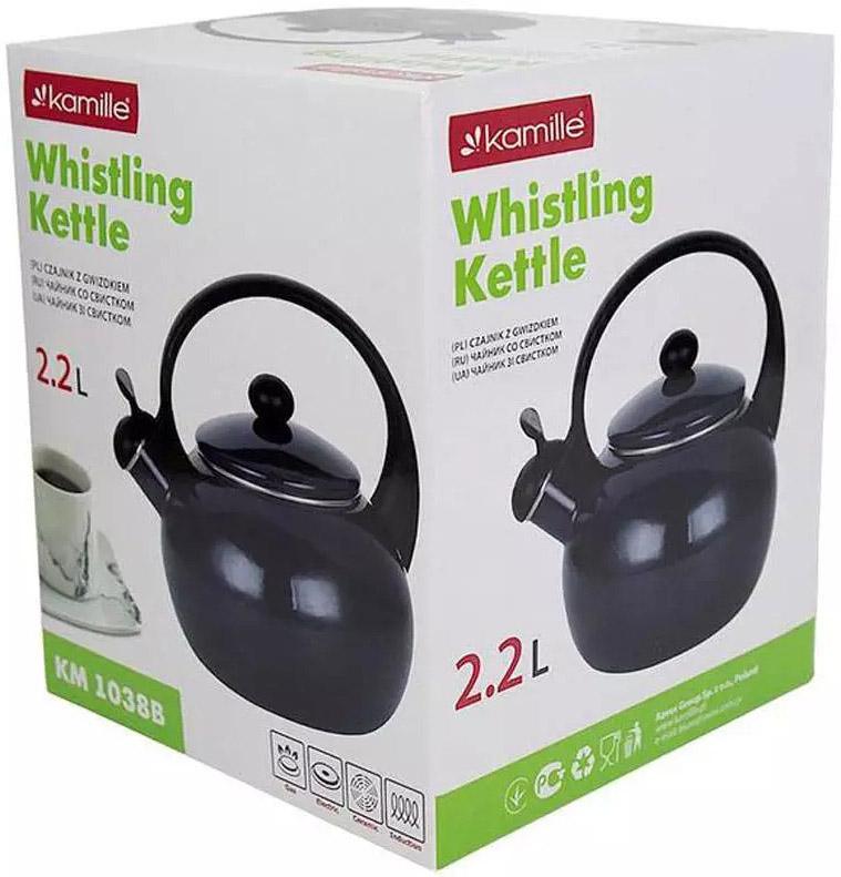 Чайник эмалированный Kamille Boiling Water со свистком 2,2 л Темно-синий металлик (KM-1038B) - фото 5 Чайник эмалированный Kamille Boiling Water со свистком 2,2 л Темно-синий металлик (KM-1038B) - фото 5