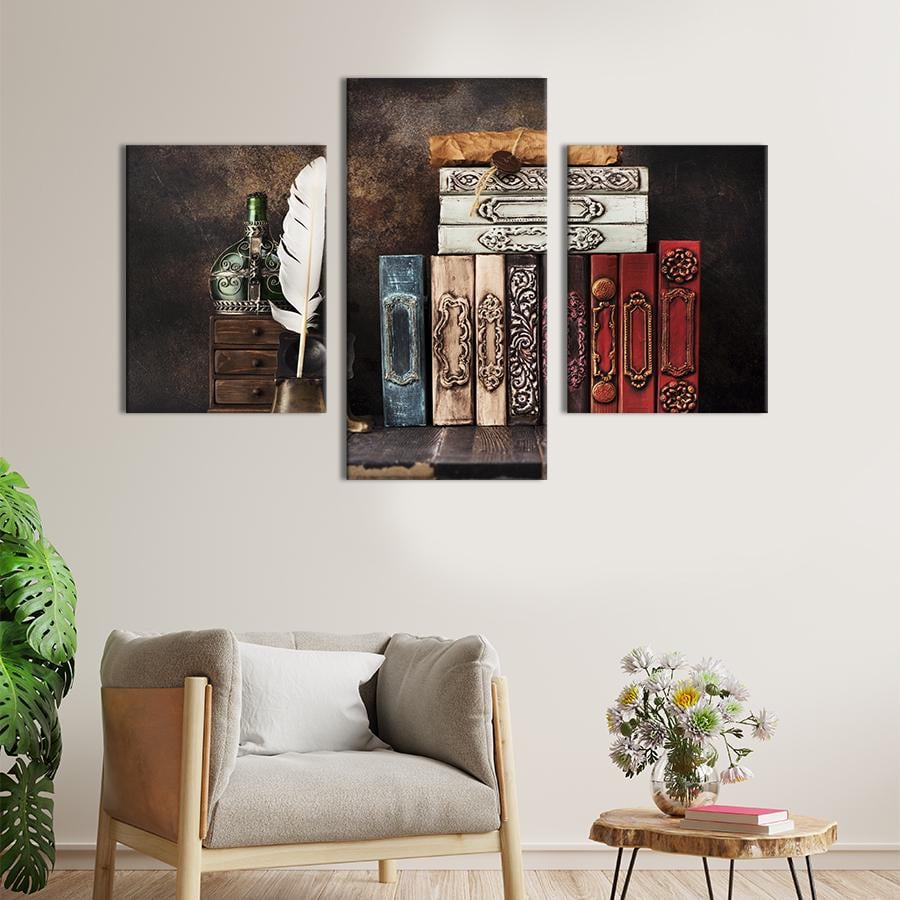 Картина для интерьера Винтажные коллекционные книги 66x40 см (528-32)