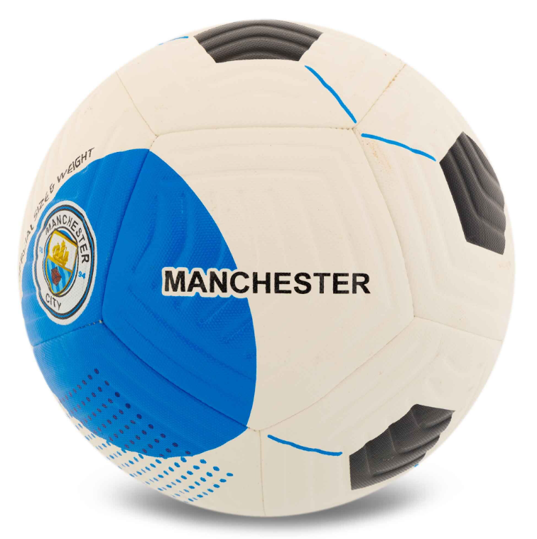 Мяч футбольный BALLONSTAR MANCHESTER CITY FB-7944 №5 PU ламинированная гибридная сшивка Бело-голубой (29655064)