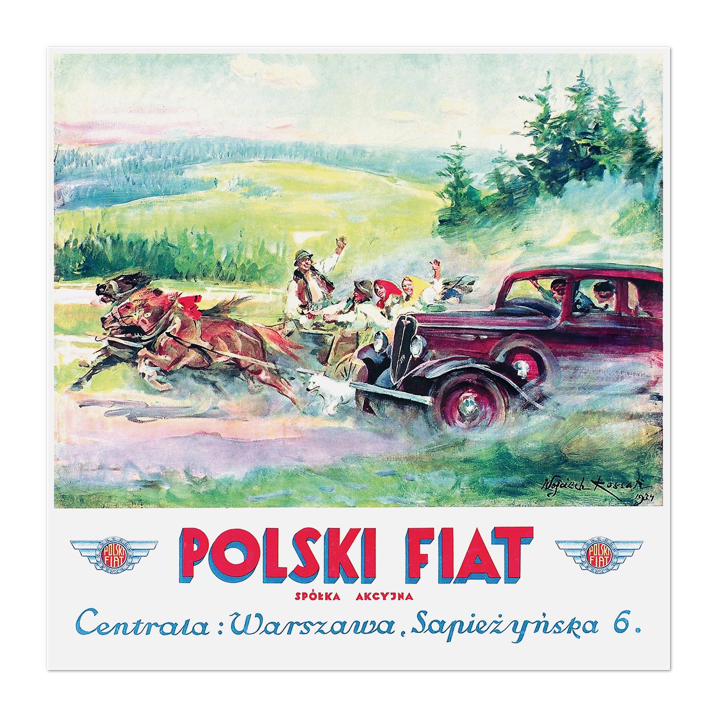 Плакат автомобильный Польський FIAT 1934 62x62 см (0312)