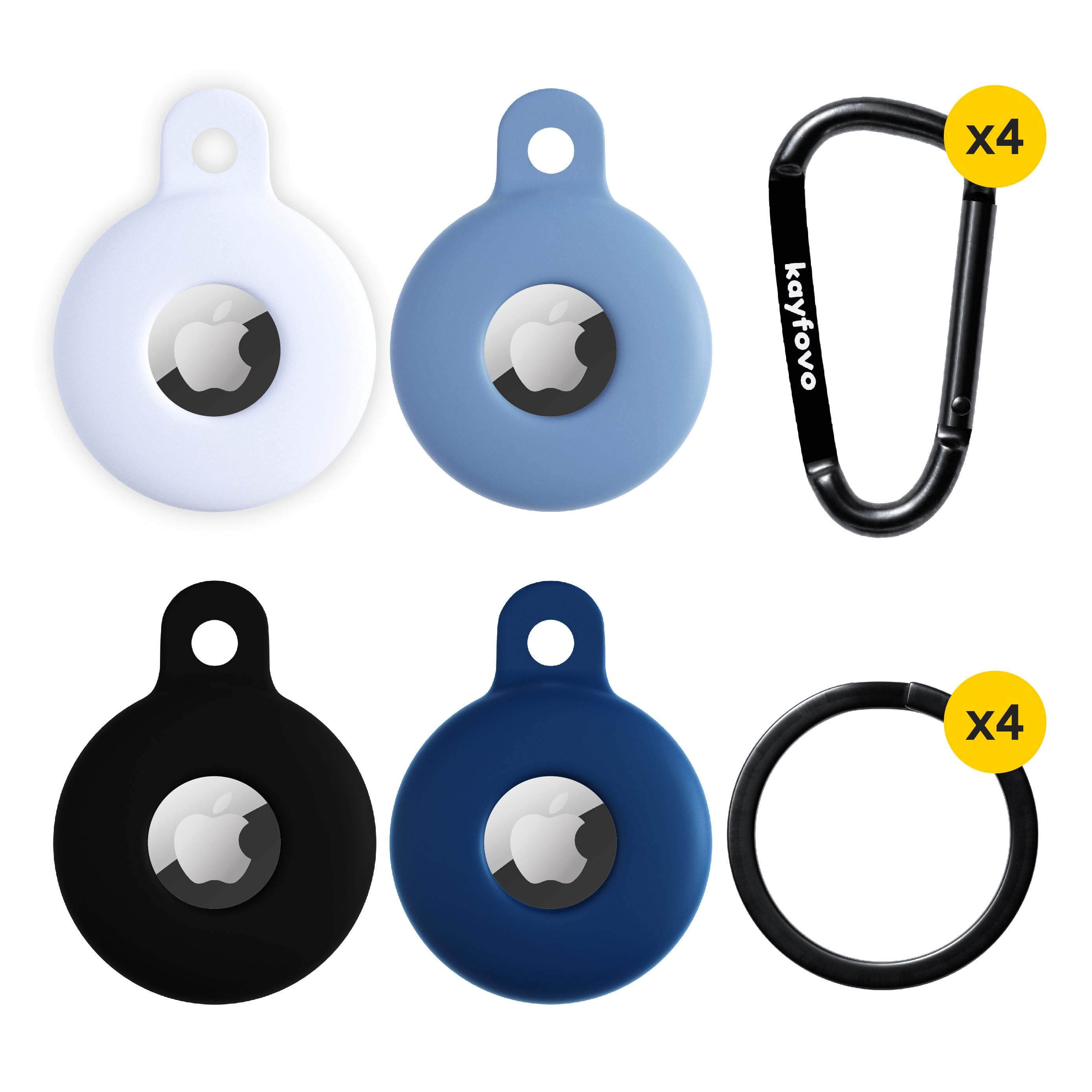 Чехол брелок Kayfovo DBBWB4 для Apple AirTag с карабином Silicone Dark-Blue/Blue/White/Black 4 шт. (28655)