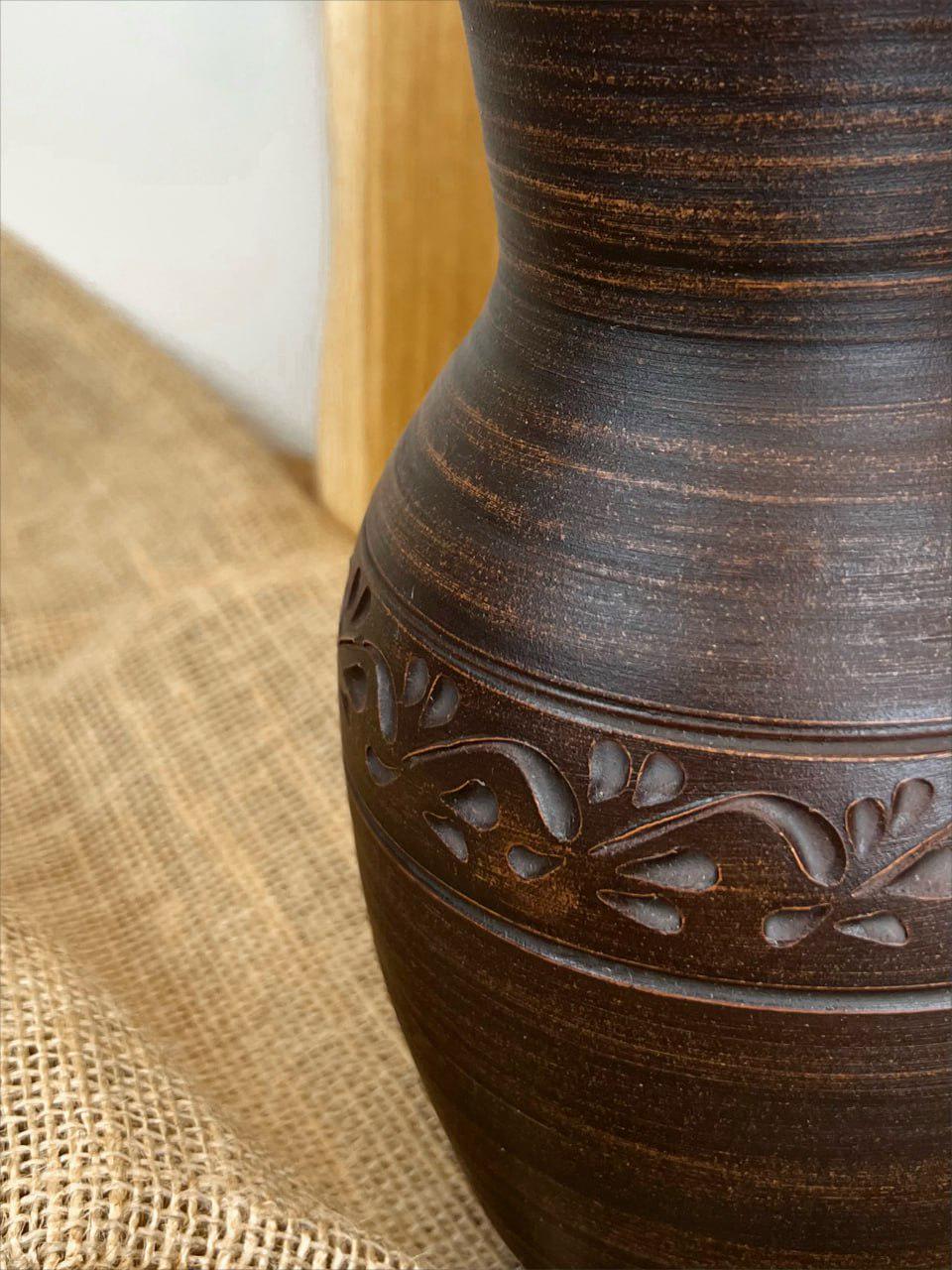 Кувшин керамический глиняный резной без ручки декор 2 л (3000-38) - фото 8