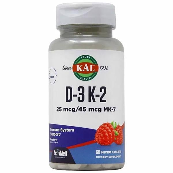 Комплекс витаминов и минералов KAL Vitamin D3/K2 Raspberry 60 micro tabl. (28351748) Комплекс витаминов и минералов KAL Vitamin D3/K2 Raspberry 60 micro tabl. (28351748)
