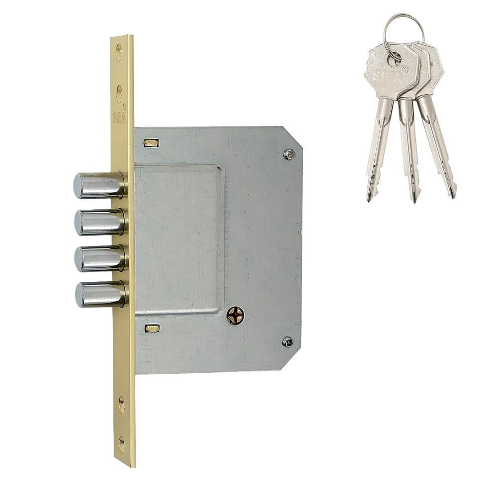 Замок врізний додатковий Siba 10189/4MF 3KEY B 50 мм Латунь полірована (10189/4MF PB 3KEY)