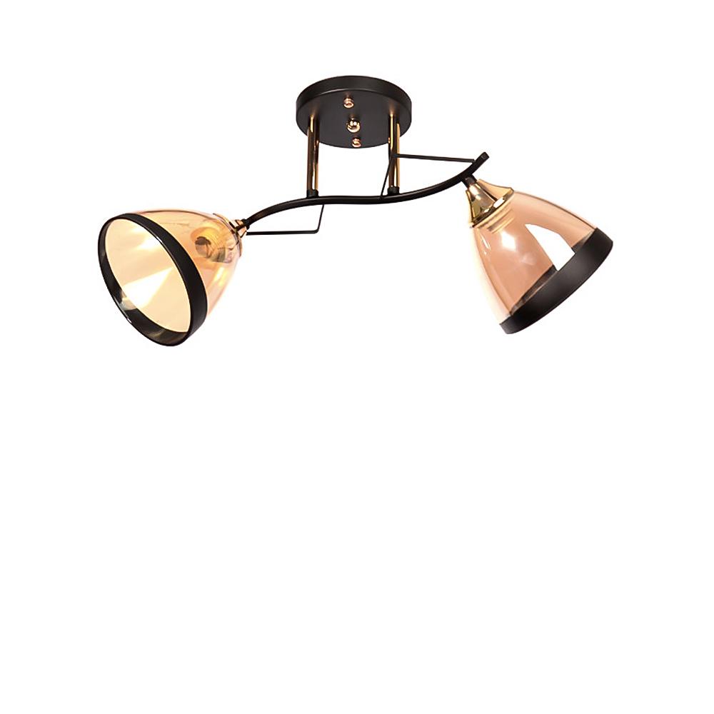 Люстра стельова Lighthouse SR-19378/2 BK/FGD E27 490х140х270 мм Чорний/Золотий/Димчастий