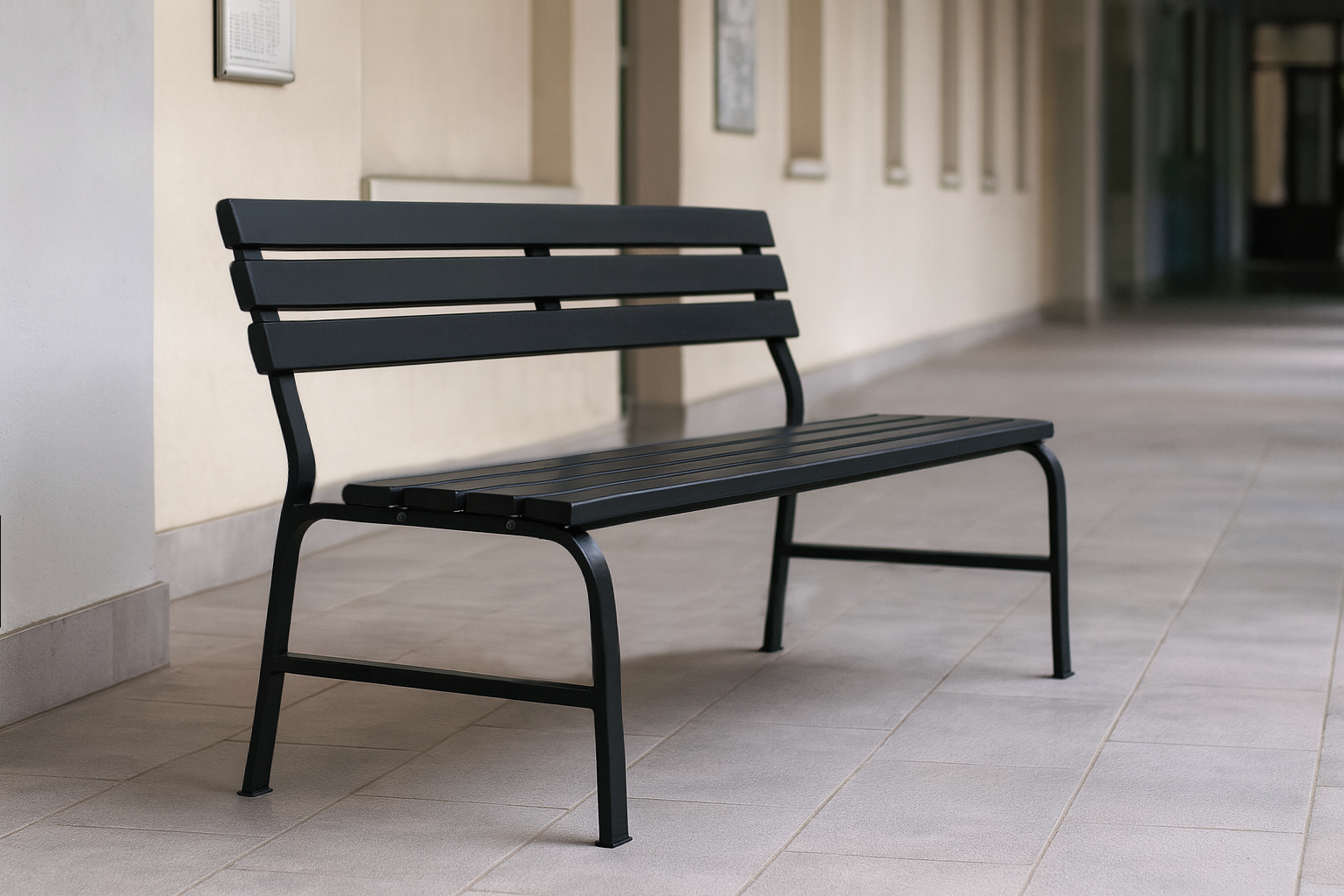 Лавка пластиковая ТЕБИ ШО для дачи/сада и парка 1504х822х707 мм Графитово-черный - фото 3