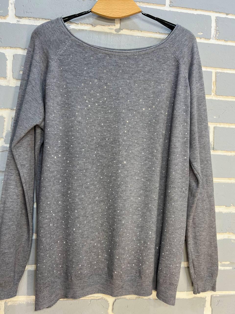 Джемпер женский ACCORDDREAM 9067 тонкий свитер россыпь камней OS Серый (958) - фото 3