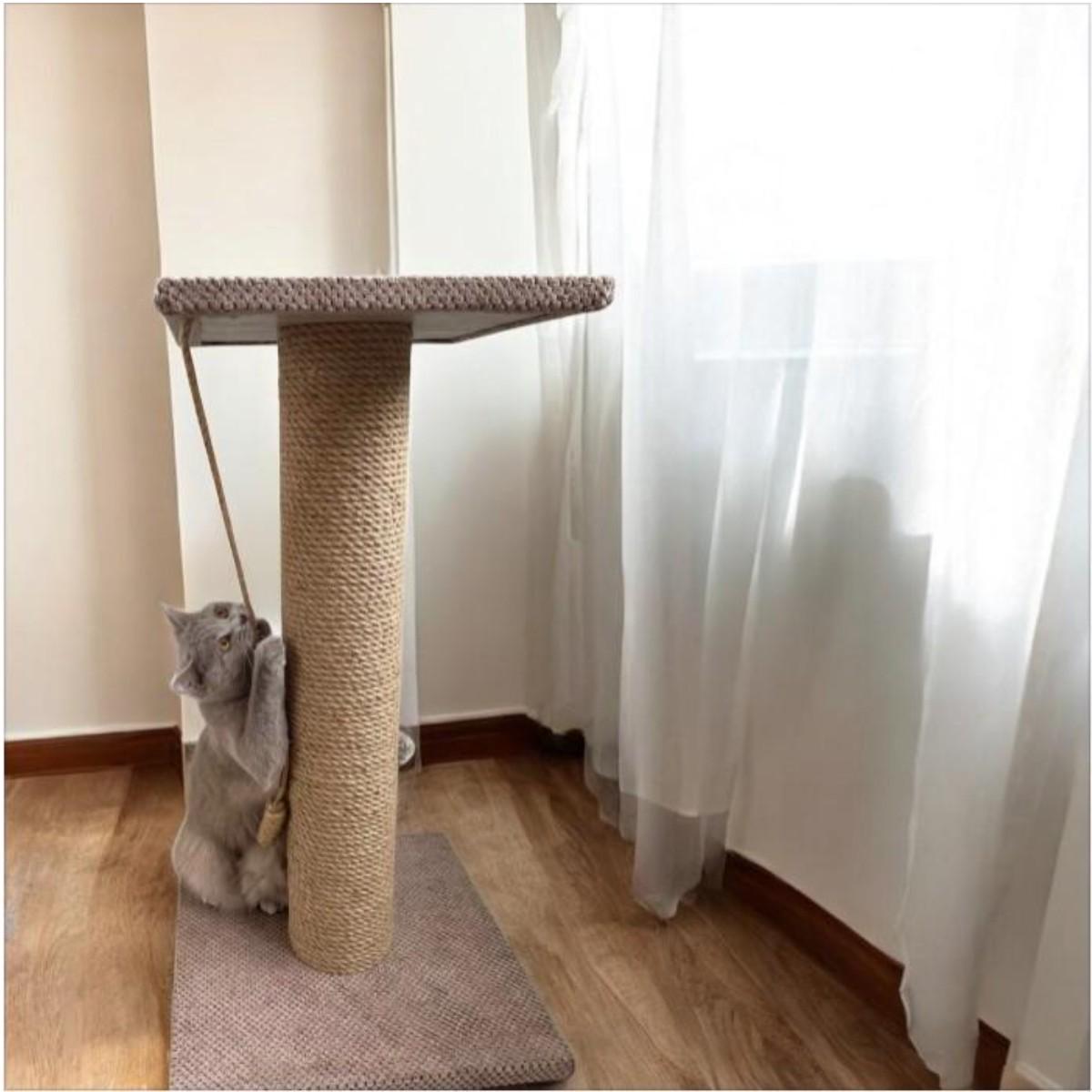 Когтеточка с полкой для кошек Scratching post столбик на подставке 80 см - фото 2 Когтеточка с полкой для кошек Scratching post столбик на подставке 80 см - фото 2