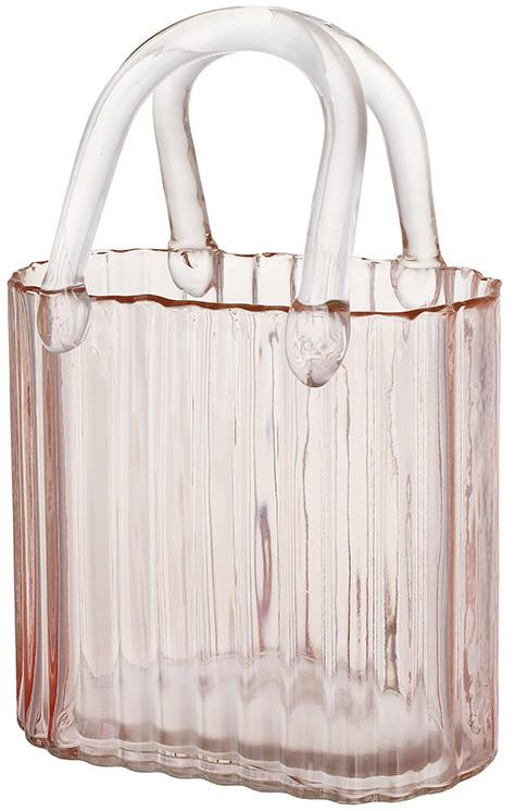 Ваза стеклянная Женская Сумочка 15х8.5х22 см розовое стекло