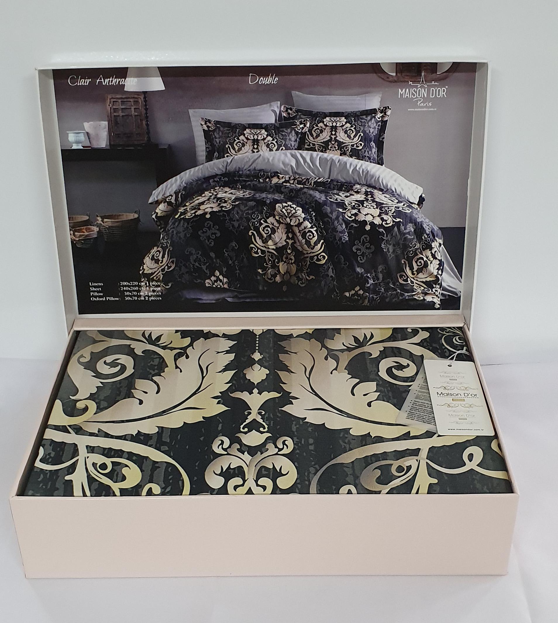 Комплект постельного белья Maison D'or Cатин 200х220 Clair Antracite (02MD200220SkClair11)