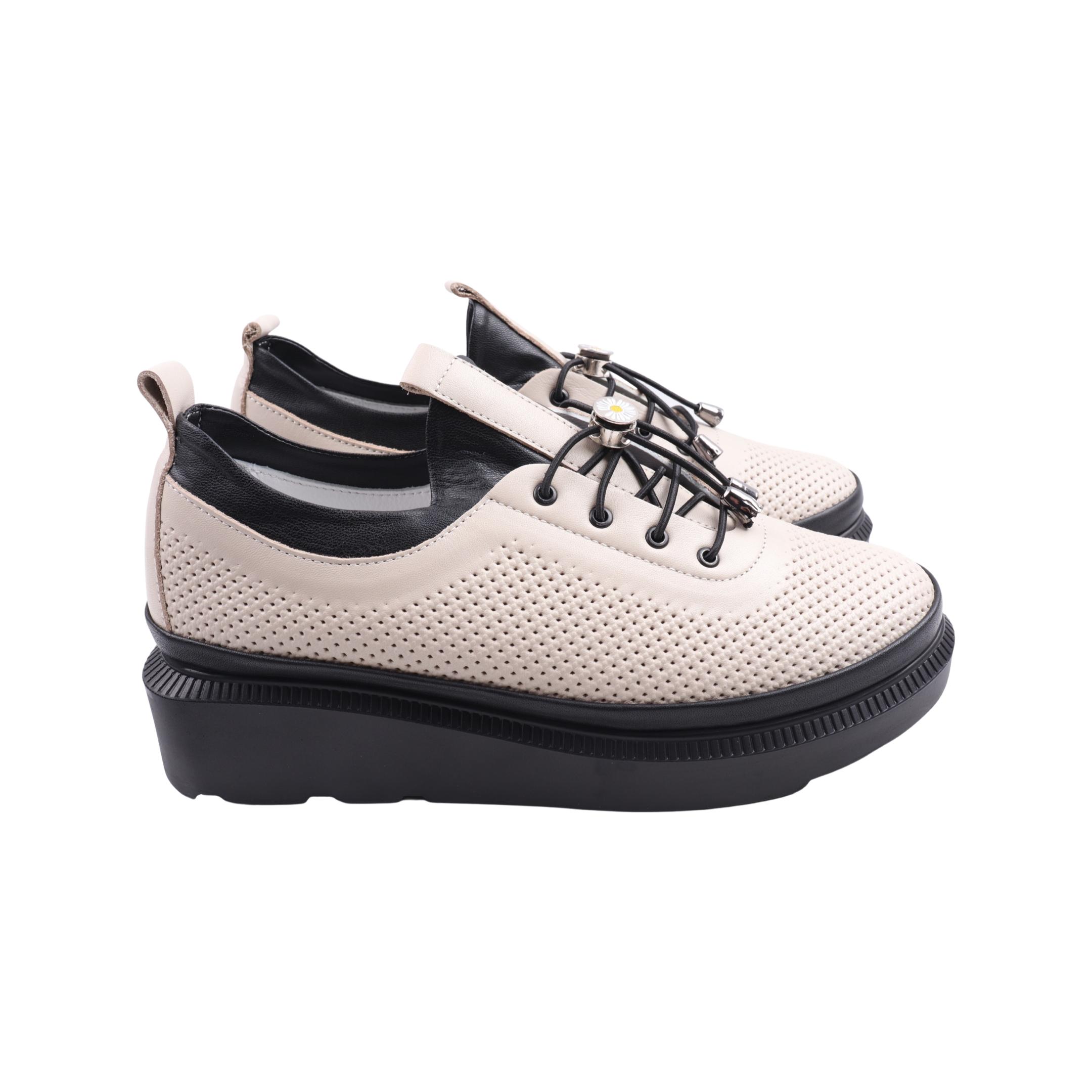 Туфли женские Aquamarin из кожи р. 37 Бежевый (2286-23DTC)