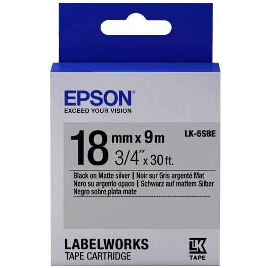 Картридж-лента для принтера Epson Tape LK-5SBE Black/Matt Sil 18/9 Серебристый/Черным (C53S655013)