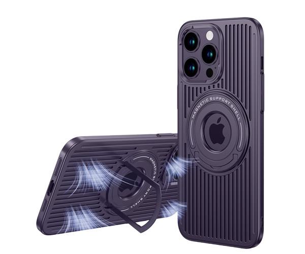 Чохол Omeve Magnetic Heat Dissipation для Apple iPhone 15 Pro Max з розсіюванням тепла та висувною підставкою Фіолетовий - фото 2