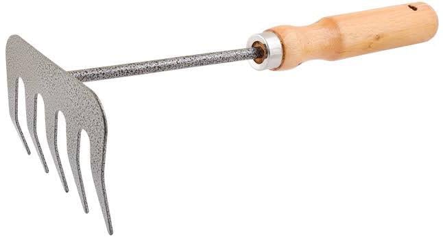 Граблі садові Mastertool з дерев'яною ручкою 5 зубів 255x95 мм (14-6191)