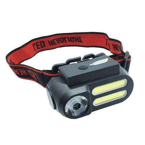 Фонарь налобный с аккумулятором 18650 BL-611-1LM+2COB