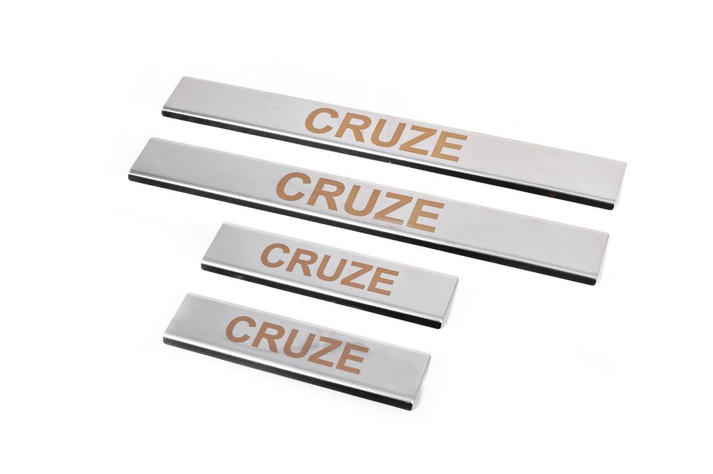 Накладки на пороги V1 Carmos для Chevrolet Cruze 2009-2015 гг. нержавеющая сталь Хром