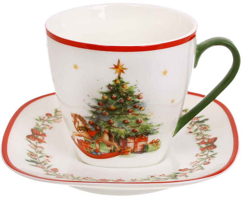 Чашка порцелянова з блюдцем Різдвяна Ялинка 220 мл Чашка порцелянова з блюдцем Різдвяна Ялинка 220 мл
