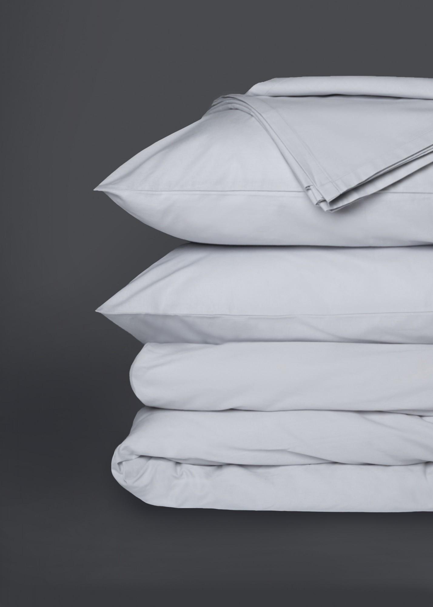 Комплект постельного белья Soline из хлопка Семейный 160х220 см 2 шт. с простыней на резинке Серый