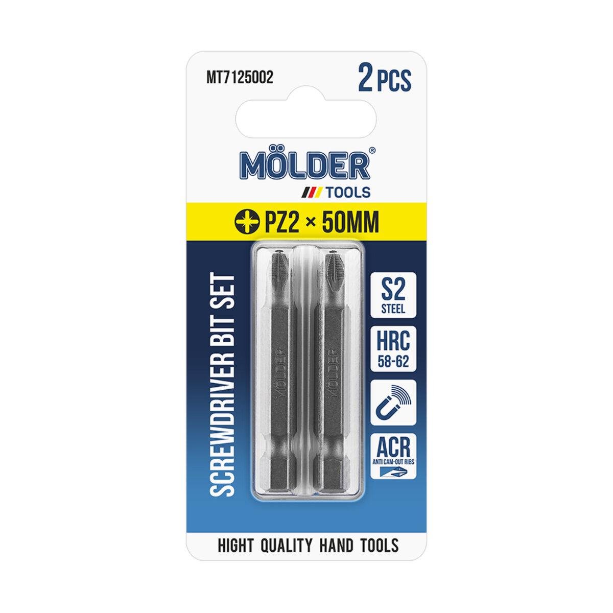 Набор битов Molder PZ2x50 мм 2 шт. Набор битов Molder PZ2x50 мм 2 шт.