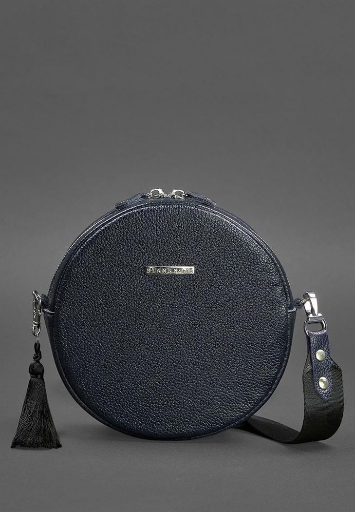 Жіноча сумка кругла шкіряна Tablet Темно-синій (A-026888)