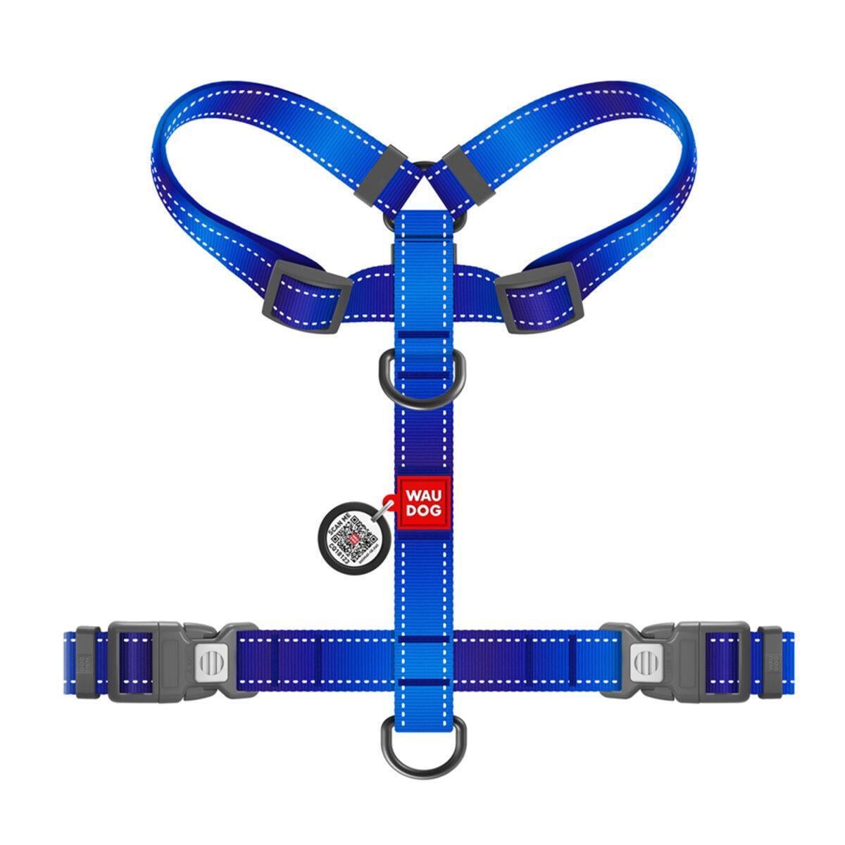 Шлея для собак анатомический Waudog Nylon Mono H-образный с QR-паспортом/светоотражающий/пластиковым фастексом М 20 мм х 38-60 см Синий (545712 Col) Шлея для собак анатомический Waudog Nylon Mono H-образный с QR-паспортом/светоотражающий/пластиковым фастексом М 20 мм х 38-60 см Синий (545712 Col)