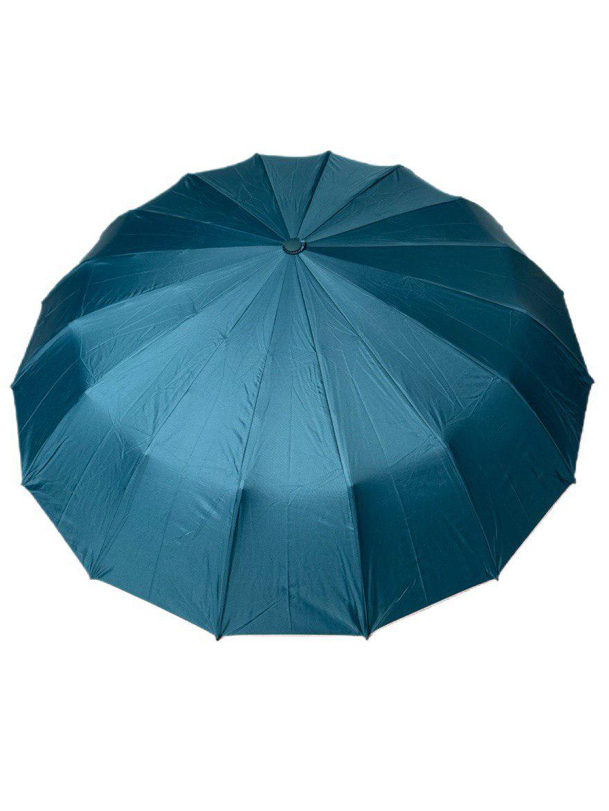 Парасолька-автомат Toprain Umbrella однотонна 16 спиць зі сріблом під куполом Смарагдовий (4016/8) - фото 4