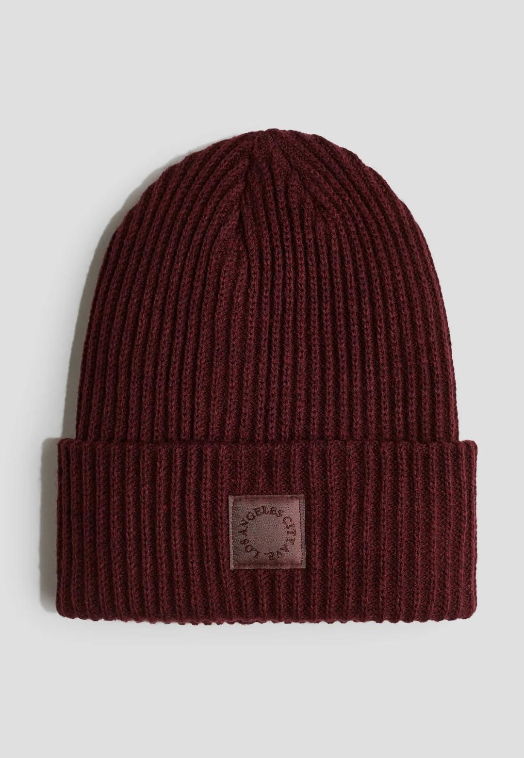 Шапка-бини детская вязаная демисезонная для девочки H&M 53-56 см Бордовый (26012202)