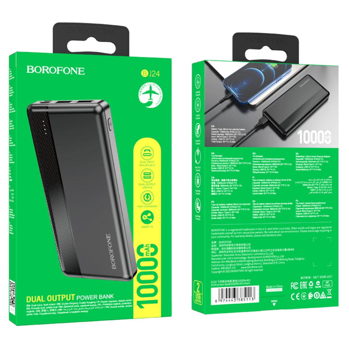 Портативное зарядное устройство Borofone BJ24AB 20000 mAh Black (10258912) - фото 2