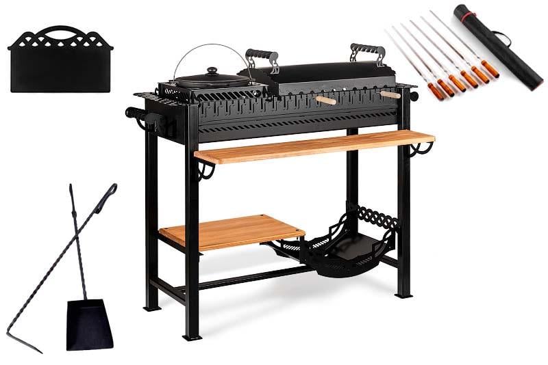 Мангал гриль Smoke House BBQ Garden комплектація Maximum 1200х600х850 мм на 20 шампурів з ґратами кришкою (27860590)