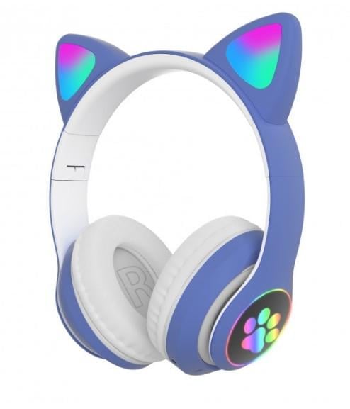 Навушники бездротові Cat Ear VZV-23M Bluetooth з вушками та LED підсвічуванням Синій