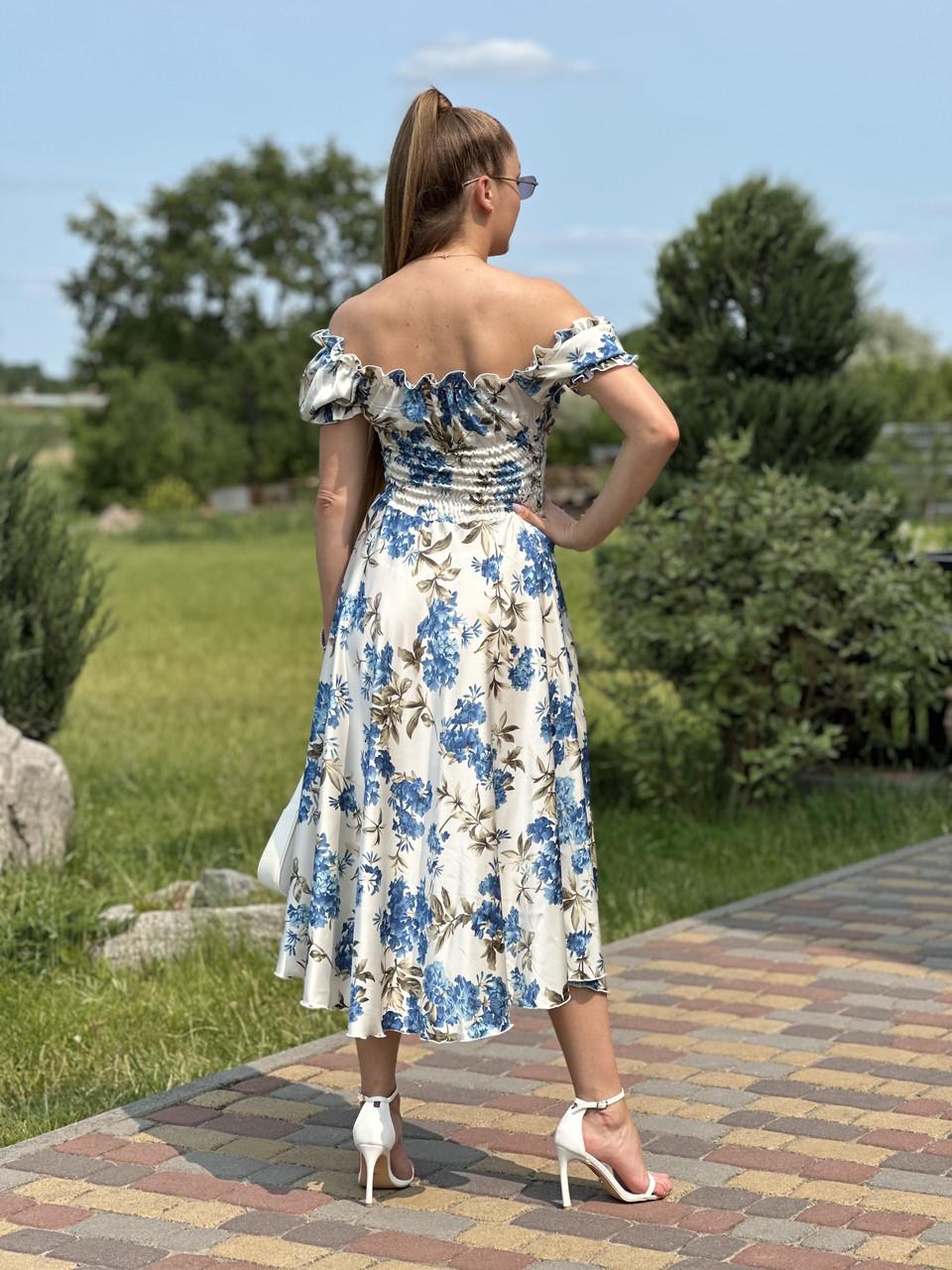 Платье женское миди Maybel из шелка Армани Цветочный принт (2635558335) - фото 7