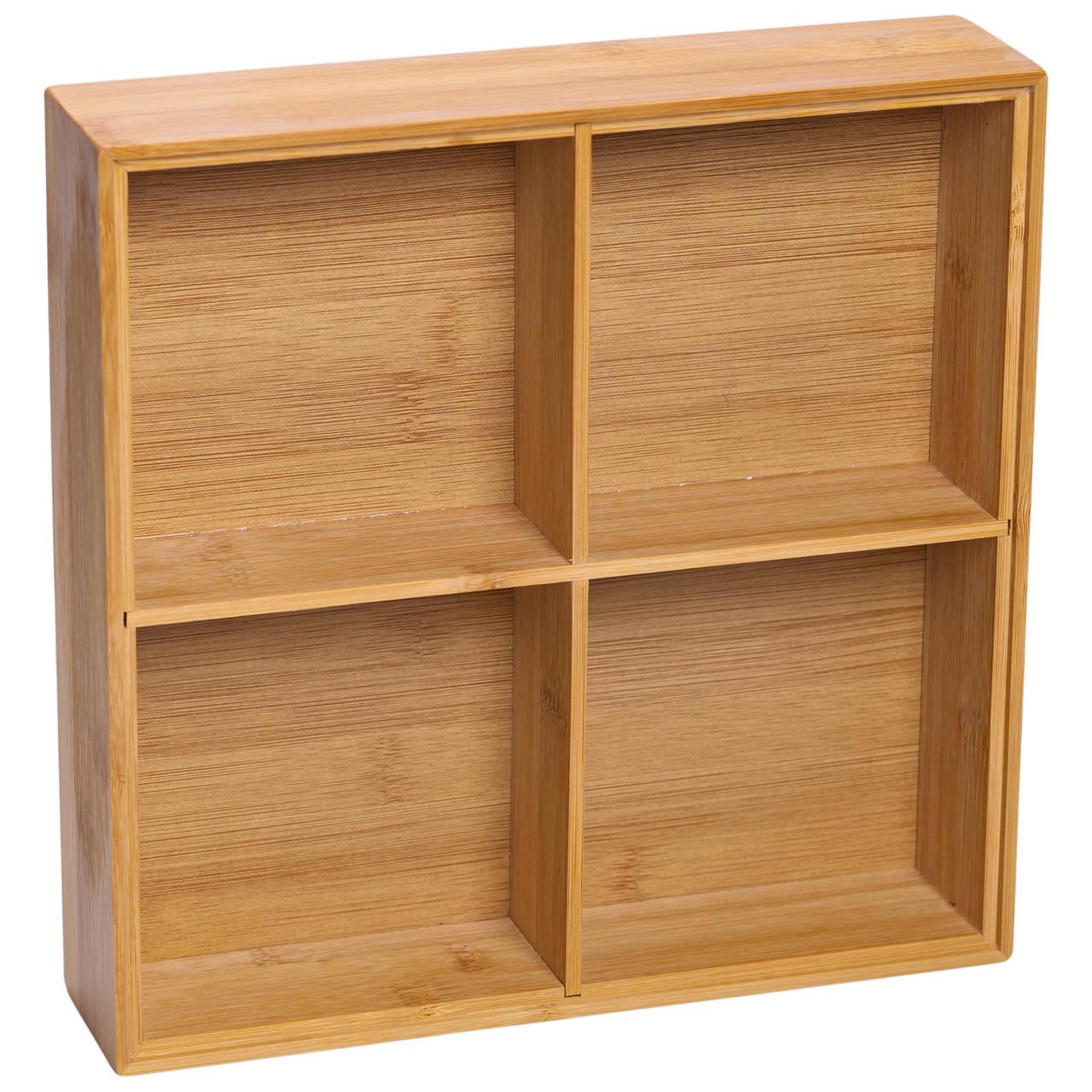 Менажница деревянная на 4 секции с крышкой квадратная (HB-40-1) - фото 5