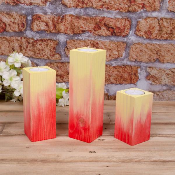 Набор деревянных подсвечников BonaDi 5160-4 3шт красный/желтый (100450)