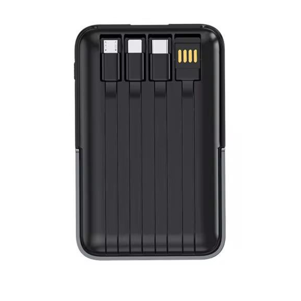 Повербанк 10000 mAh с магнитной беспроводной зарядкой 15W быстрой зарядкой 22,5W встроенными кабелями и подставкой Black
