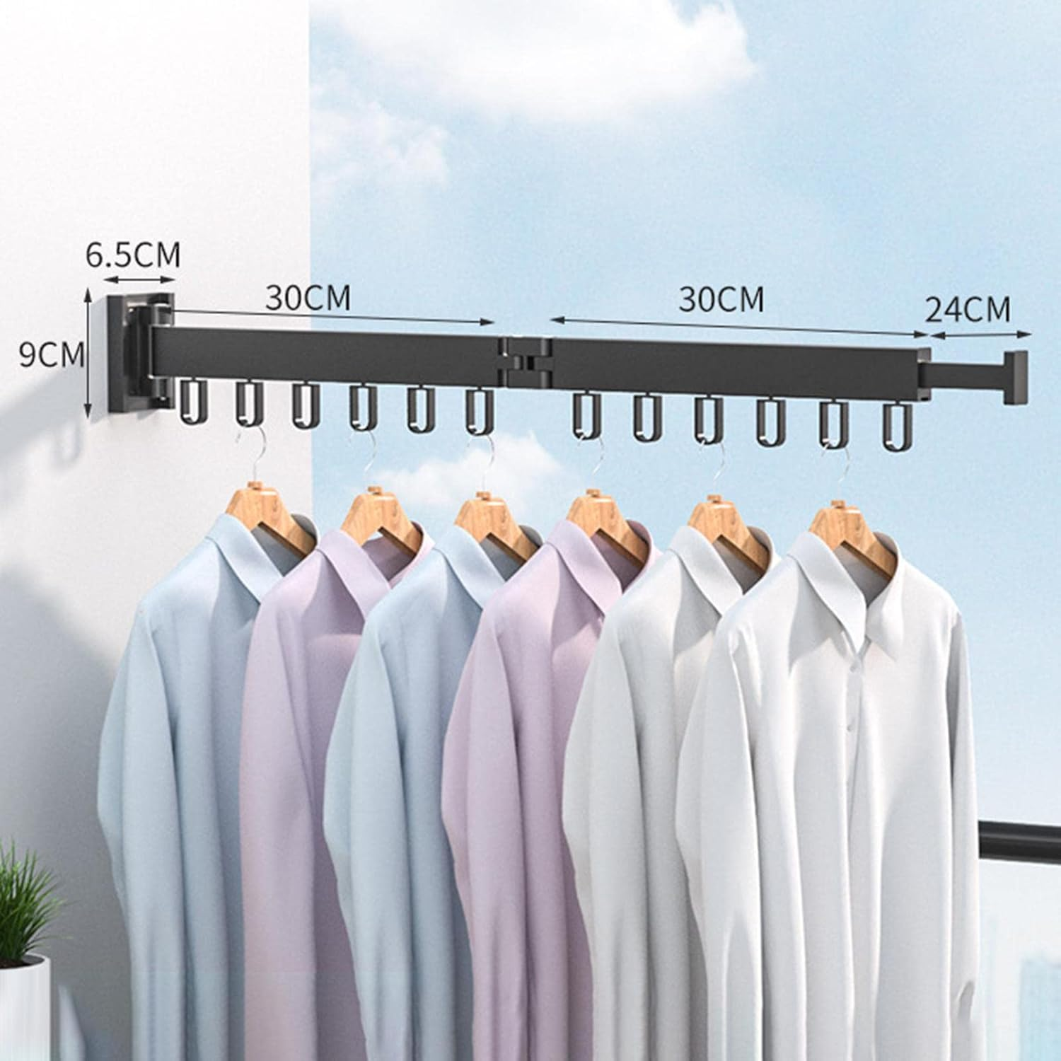 Вешалка-сушилка настенная LS-7829 раскладная 66x23х10х6,5 см Black (784780576) - фото 3 Вешалка-сушилка настенная LS-7829 раскладная 66x23х10х6,5 см Black (784780576) - фото 3