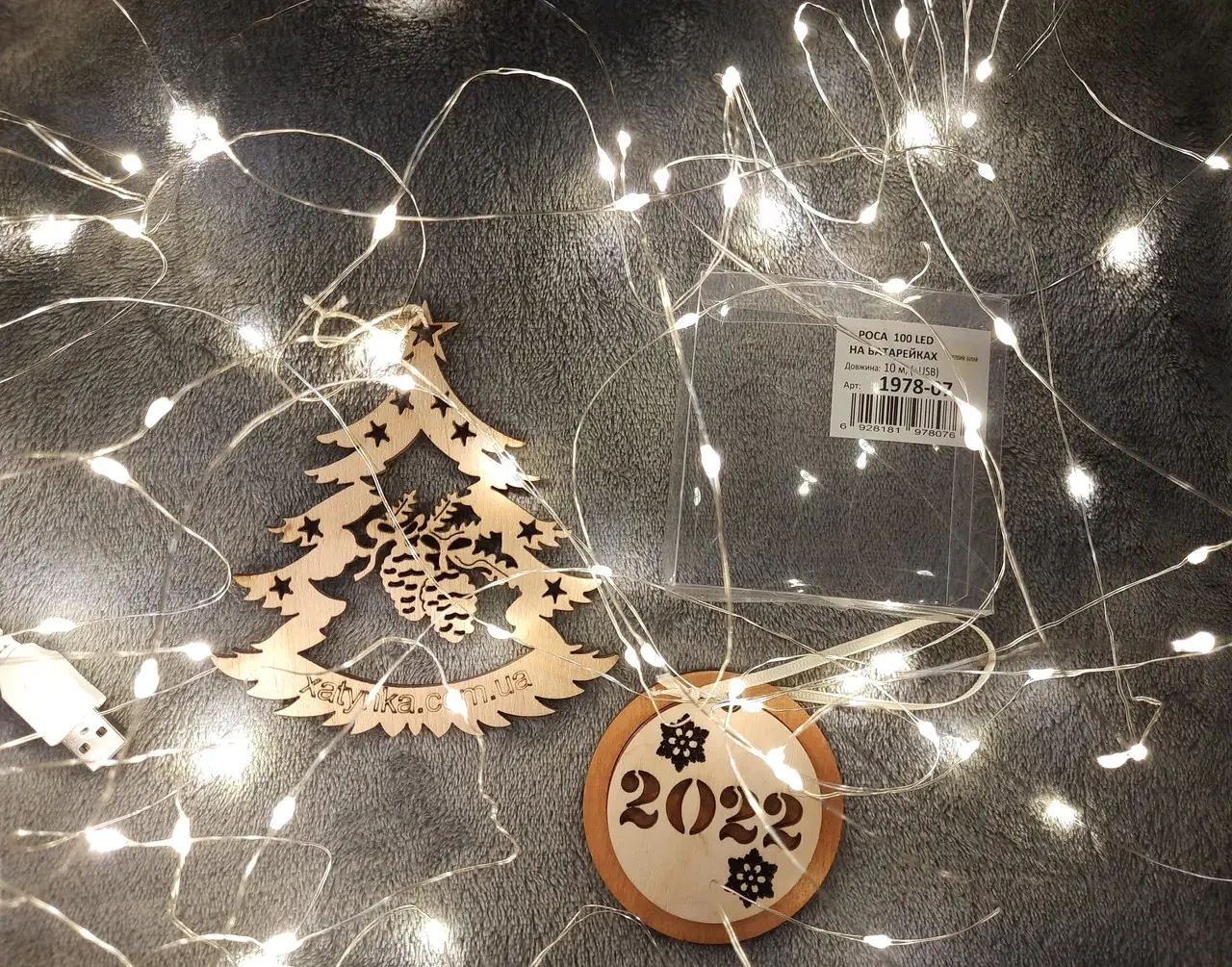 Гирлянда Домик РОСА 100 LED на батарейках USB белый свет провод 10 м