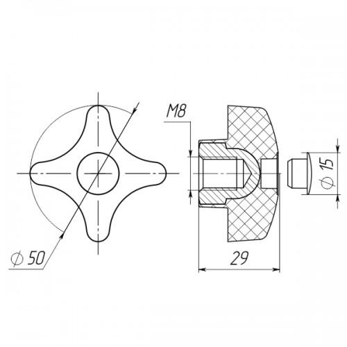 Фіксатор Steelfix М8 D50 мм глухий 40 шт. Чорний (273653) - фото 3