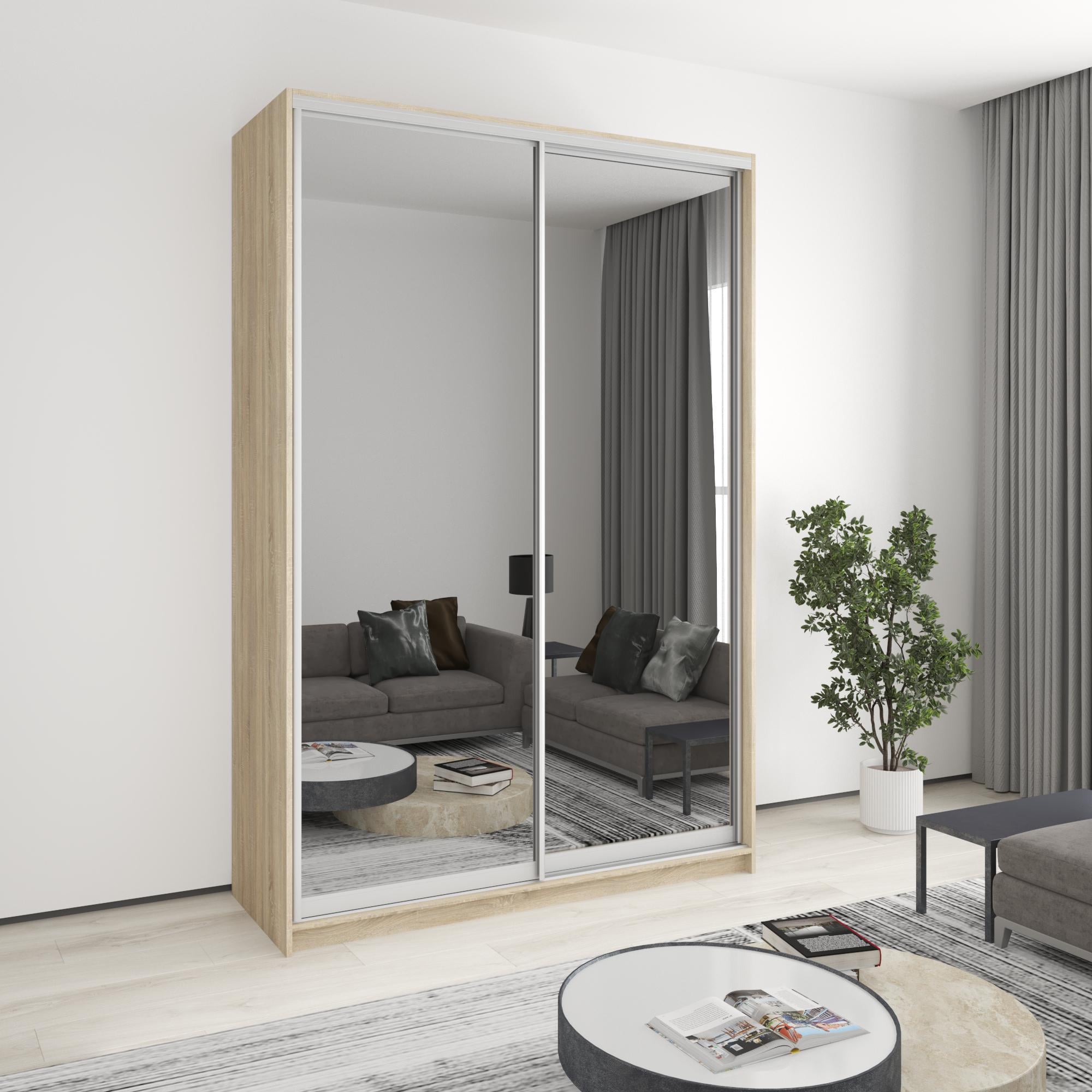 Шкаф-купе двухдверный MebelStar стандарт AL 2 зеркала 160x60x240 см Дуб сонома (MBS-3876)