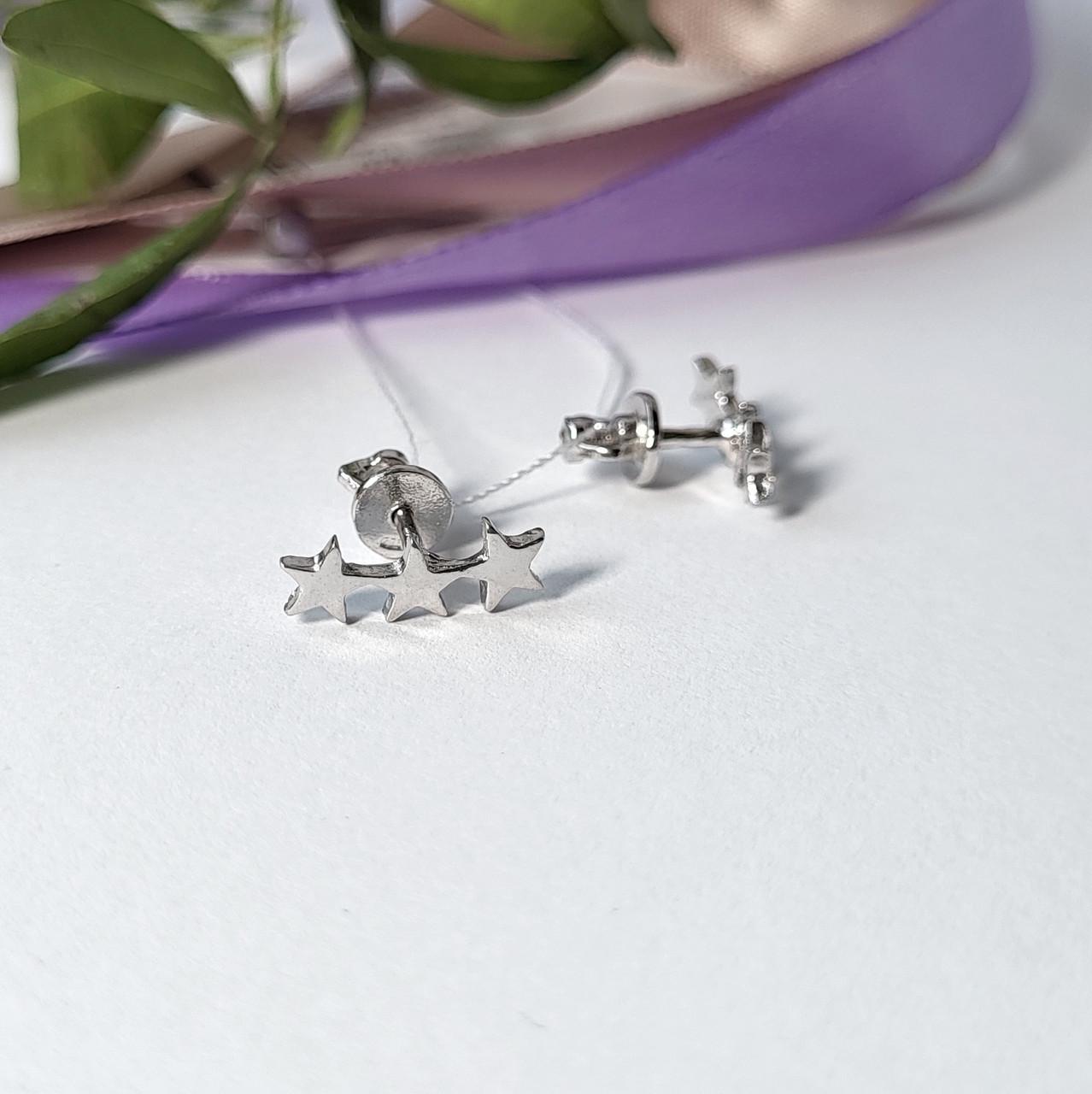 Серьги гвозди Три Звезды на закрутках без камней 925 пробы 1,50 г (54032р)