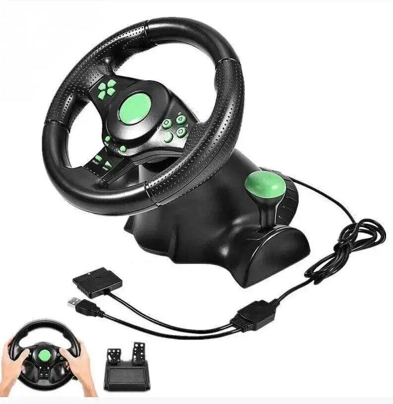 Ігрове кермо Vibrating Wheel PS3 PC USB з педалями - фото 3