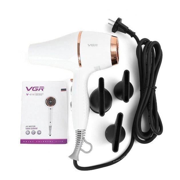 Фен для волосся VGR V-414 3 насадки 2200 W White (3_03491) - фото 5