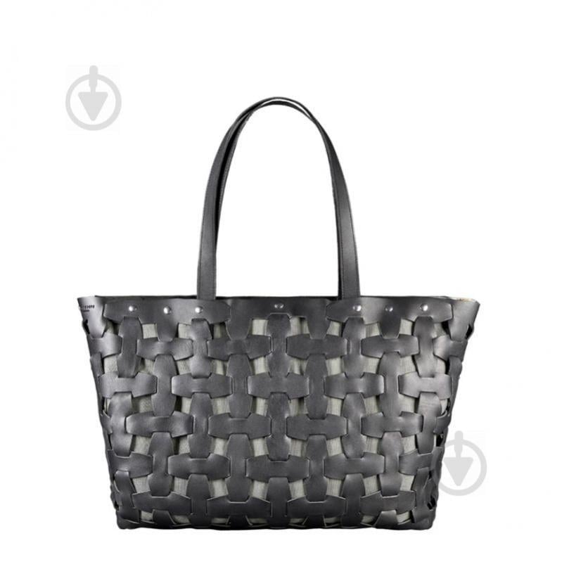 Шкіряна плетена сумка жіноча BlankNote Пазл Krast Xl Чорна (BN-BAG-34-g)