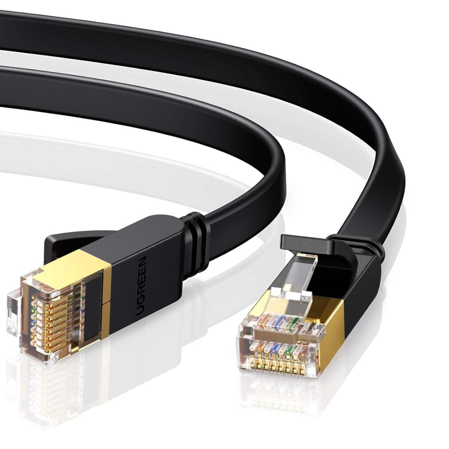 Патч-корд UGREEN NW106 5 м Cat 7 RJ45 на RJ45 до 10 Гбит/с U/FTP 600 МГц плоский Черный (11263)